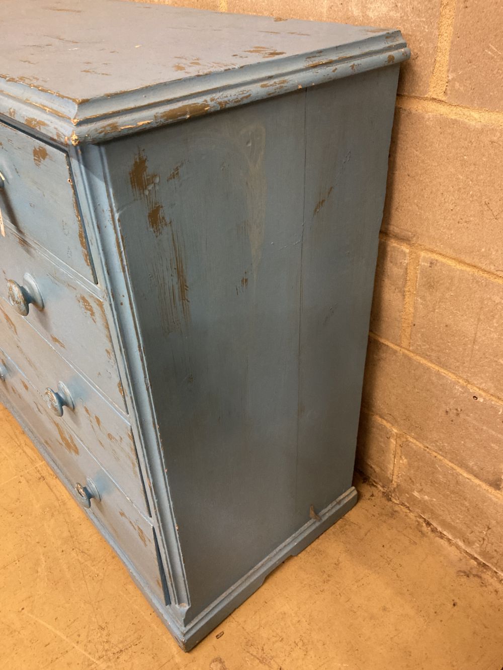 A Victorian painted pine chest, width 112cm, depth 50cm, height 102cm